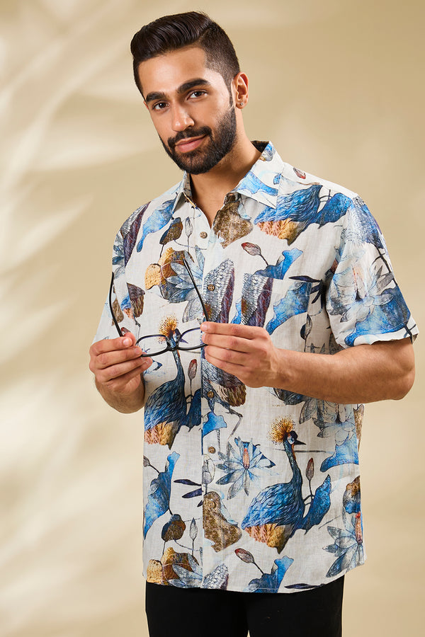 Multi-Colored Linen Printed Shirt