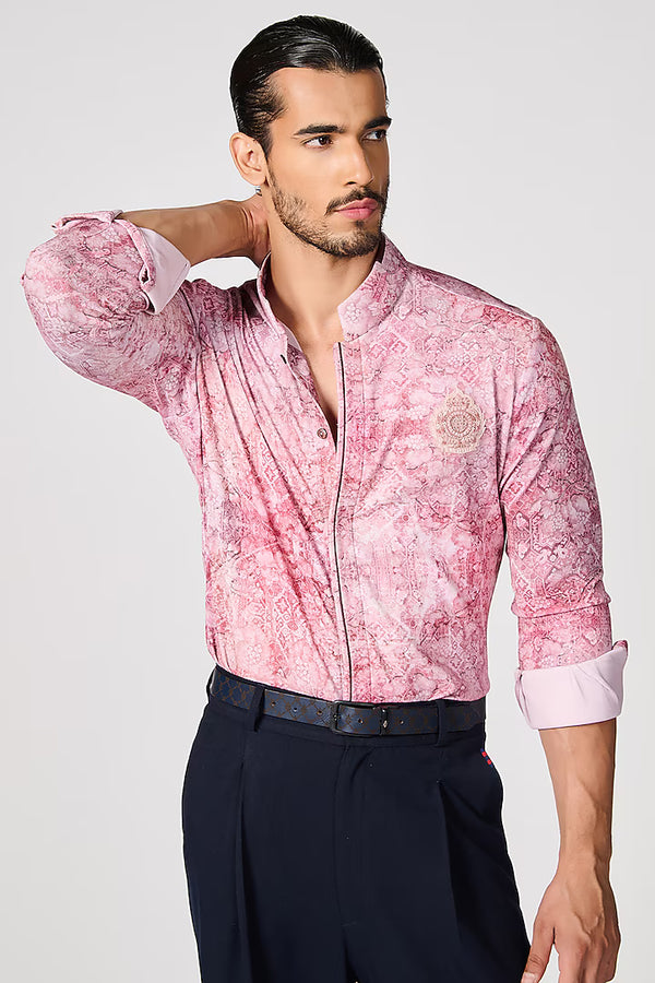 Pink Crepe Jersey Printed Shirt