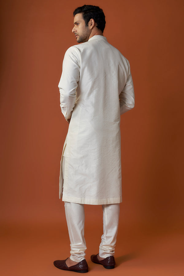 Pearl-Colored Soft Silk Kurta Set